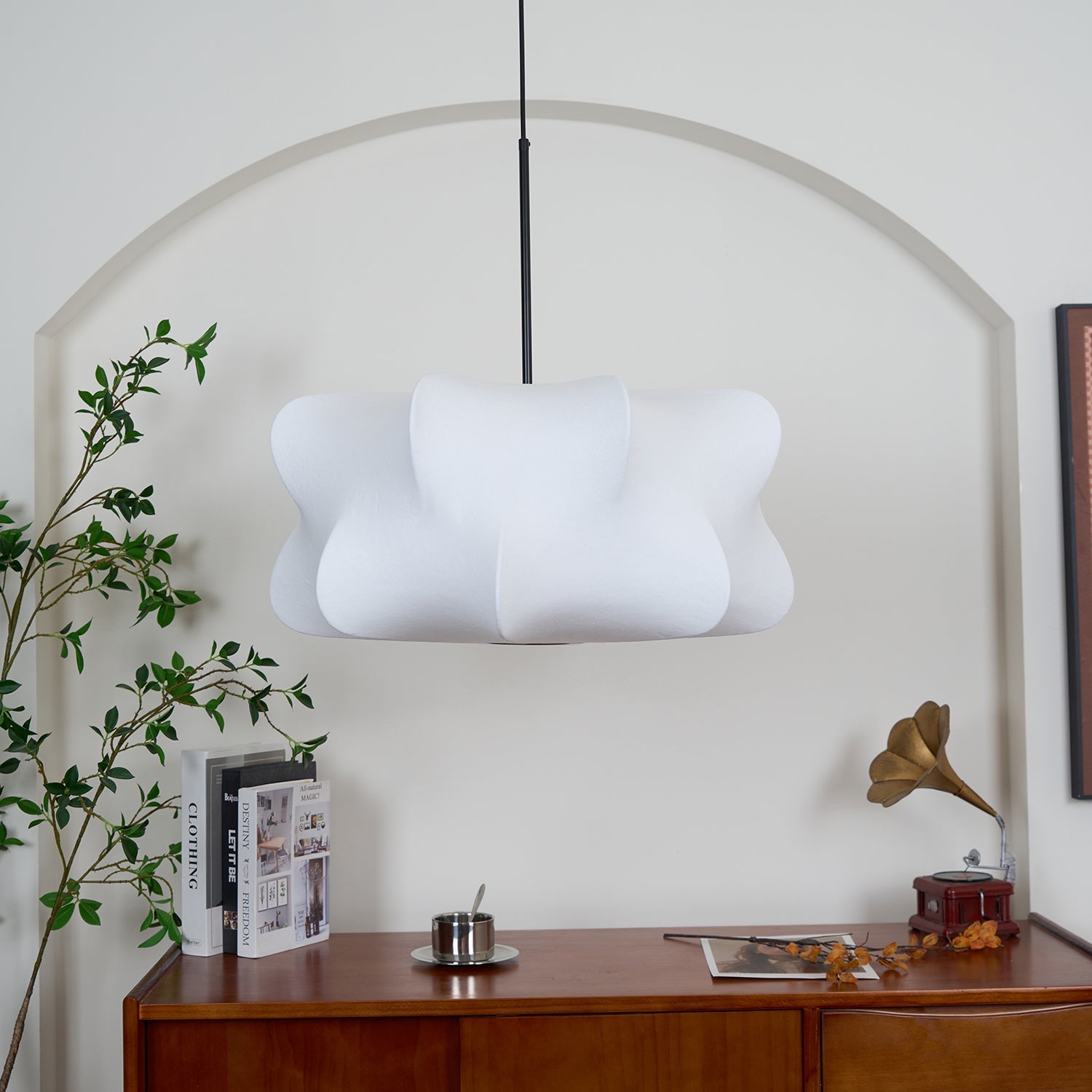 Pendant Light Silk 23.6 in 11 in E27 3-Light White Dining Living Room Modern Ceiling Lamp | Thomler