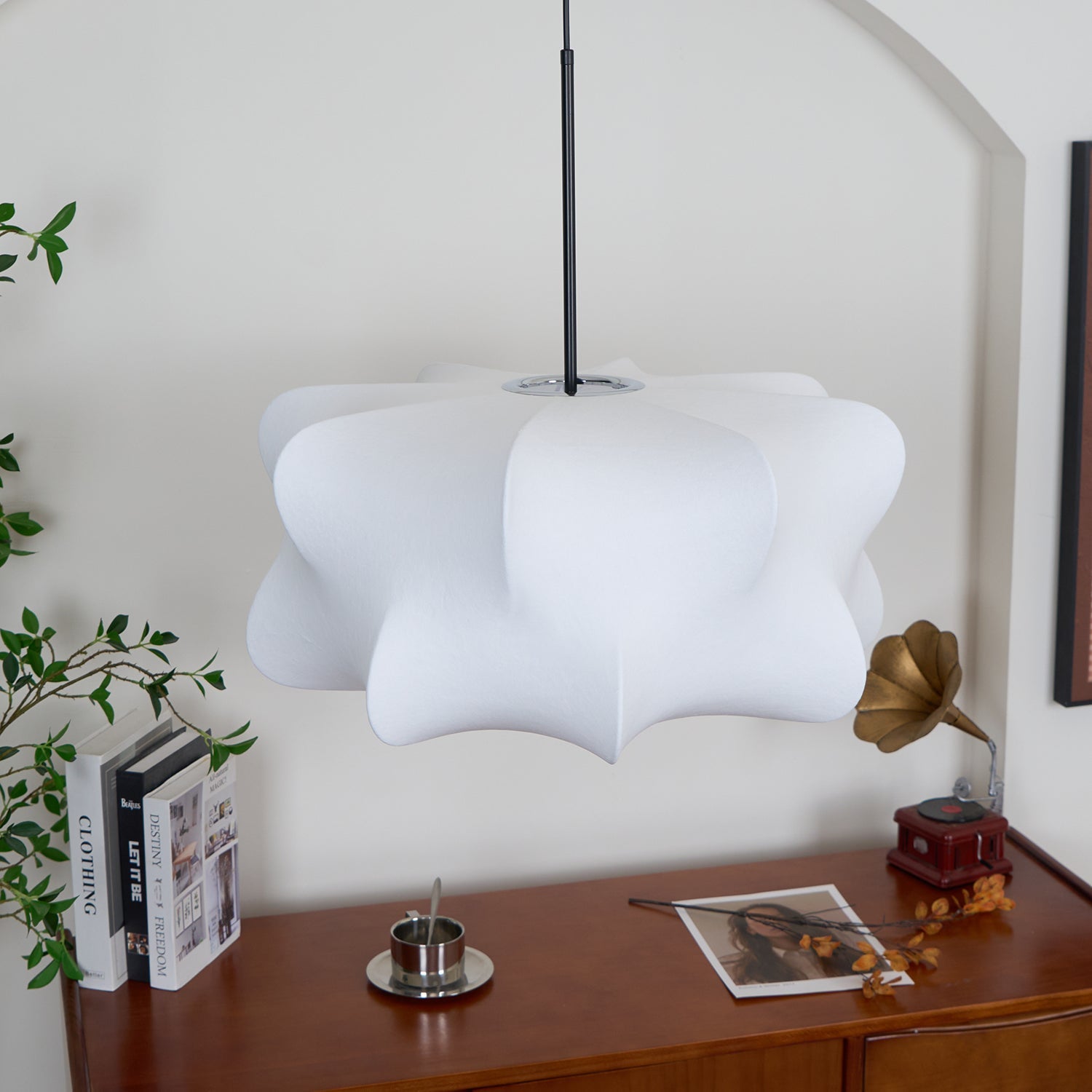 Pendant Light Silk 23.6 in 11 in E27 3-Light White Dining Living Room Modern Ceiling Lamp | Thomler