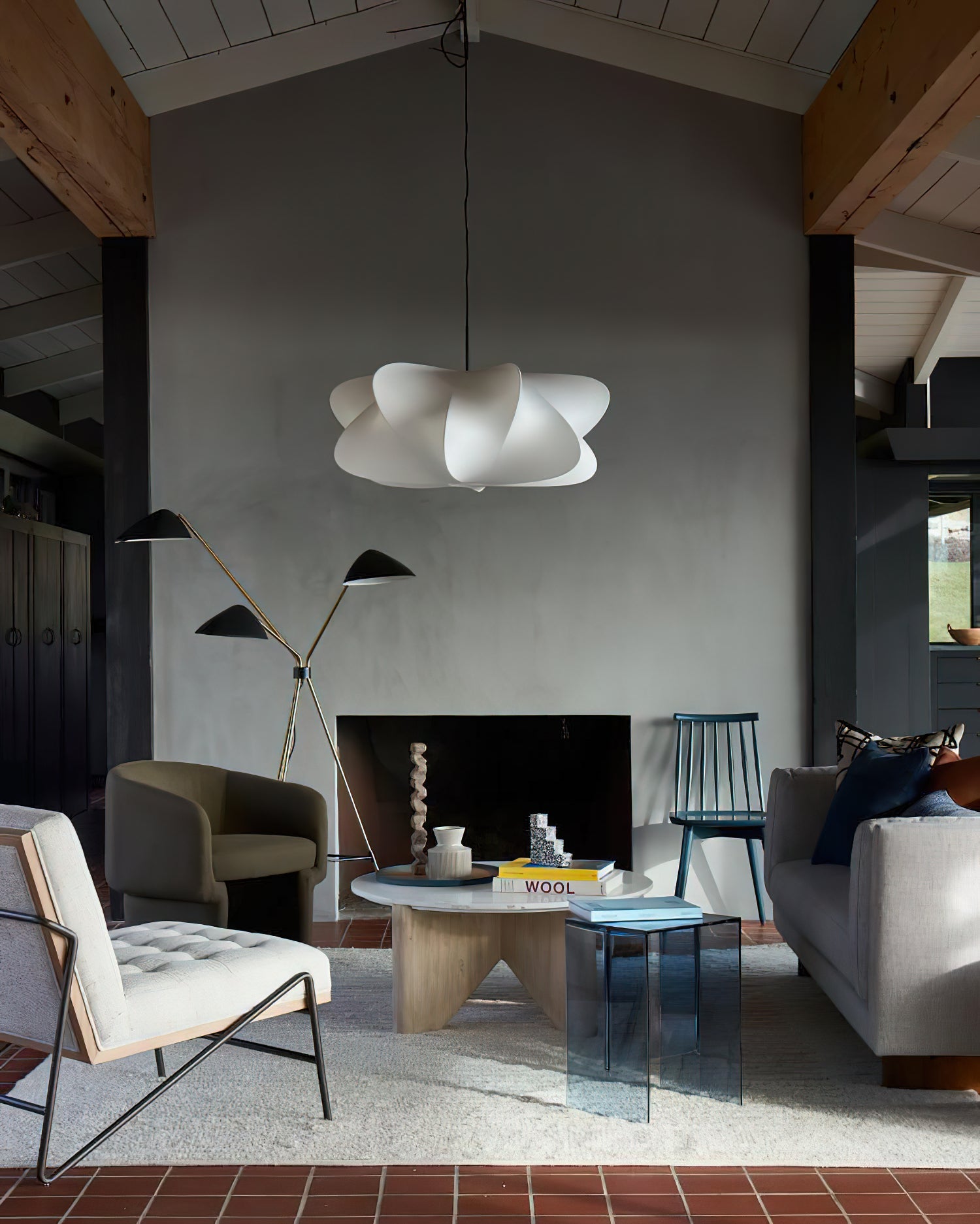 Pendant Light Silk 23.6 in 11 in E27 3-Light White Dining Living Room Modern Ceiling Lamp | Thomler