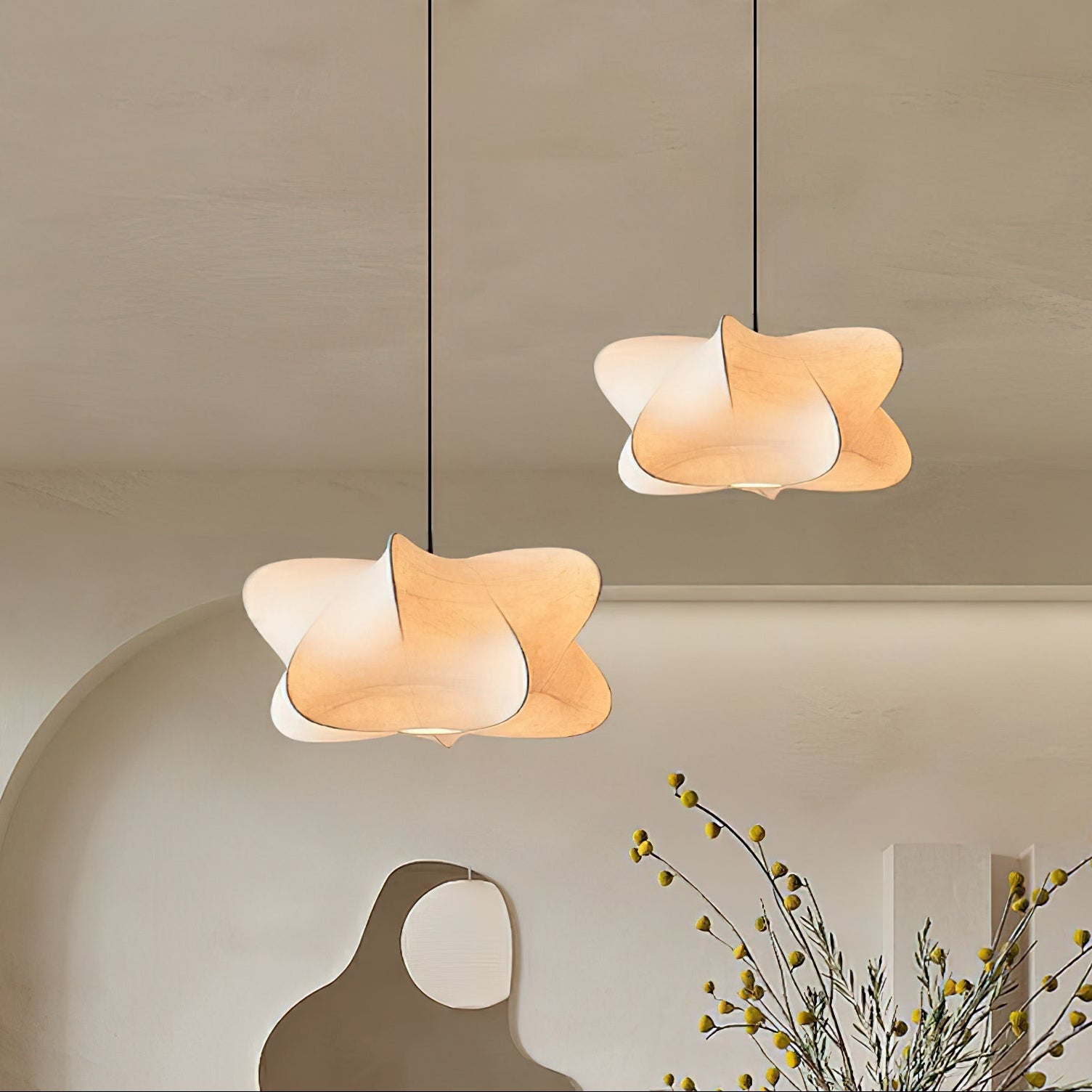 Pendant Light Silk 23.6 in 11 in E27 3-Light White Dining Living Room Modern Ceiling Lamp | Thomler