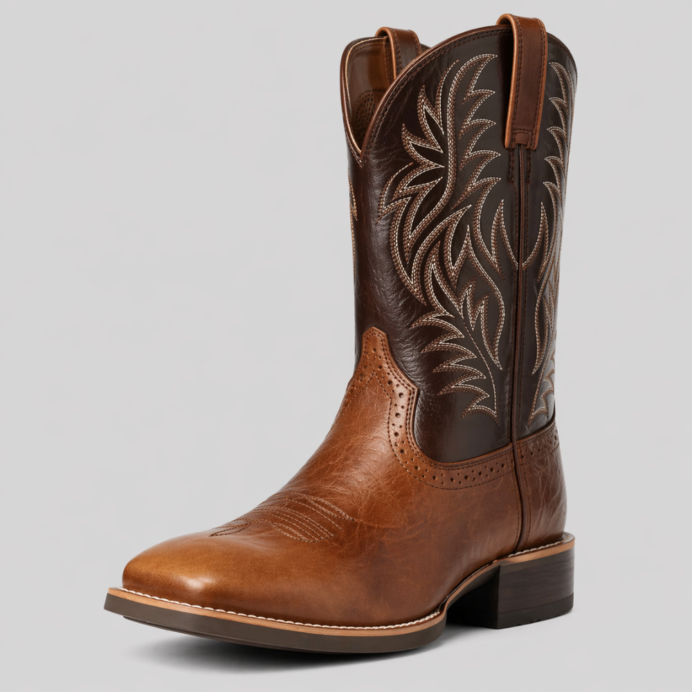 Men's Tall Shaft Leather Cowboy Boots – Ornate Stitched Design with Sharp Angled Toe for Western & Everyday Styling | Thomler