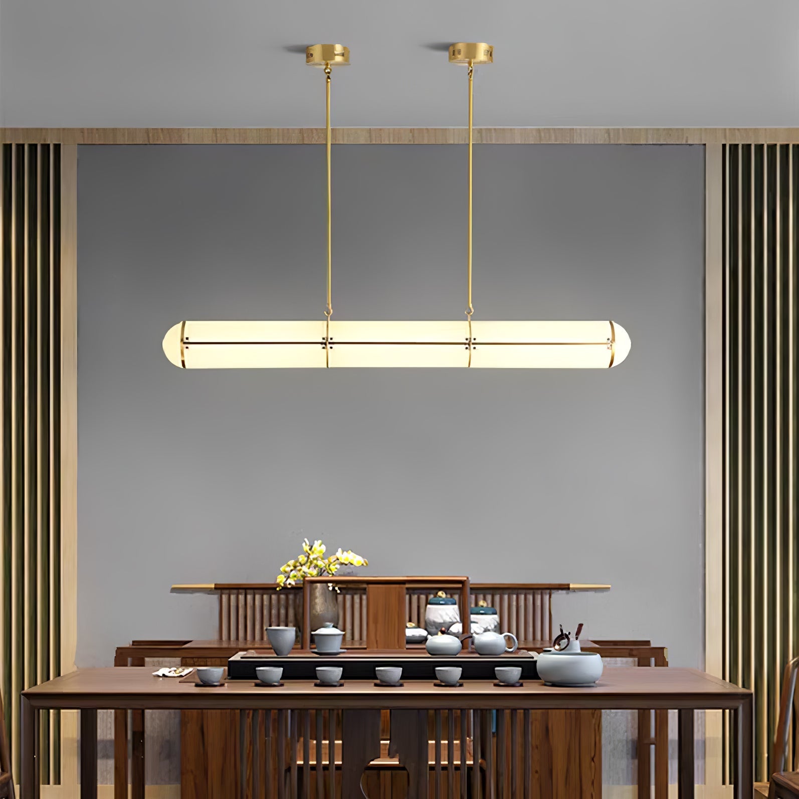 Metal LED Ceiling Light 59 in (150 cm) Adjustable Warm Neutral Cool Indoor Living Room Kitchen Dining Fixture | Thomler