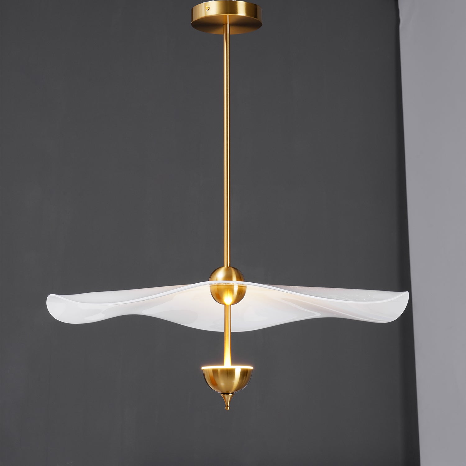 Ceiling Light Metal Acrylic 23.6 in x 27.5 in Gold Indoor Dining Room Living Room Modern Pendant Lamp | Thomler