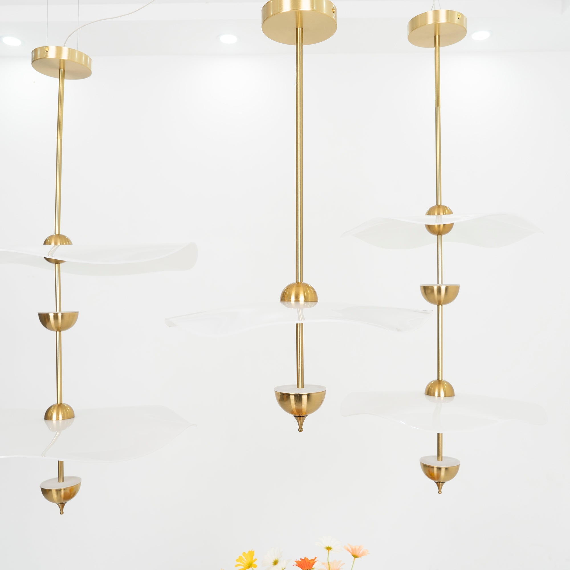 Ceiling Light Metal Acrylic 23.6 in x 27.5 in Gold Indoor Dining Room Living Room Modern Pendant Lamp | Thomler