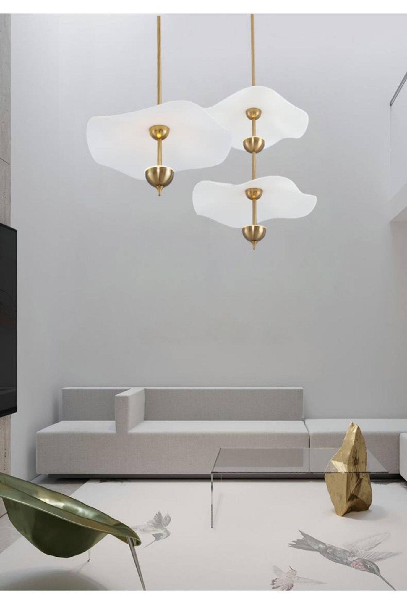 Ceiling Light Metal Acrylic 23.6 in x 27.5 in Gold Indoor Dining Room Living Room Modern Pendant Lamp | Thomler