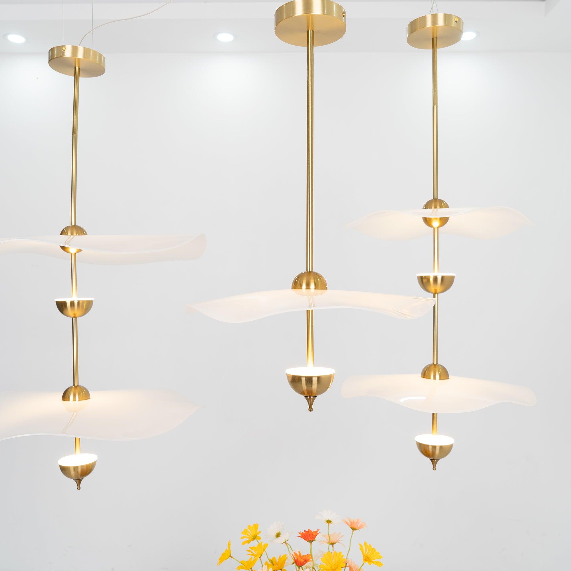 Ceiling Light Metal Acrylic 23.6 in x 27.5 in Gold Indoor Dining Room Living Room Modern Pendant Lamp | Thomler