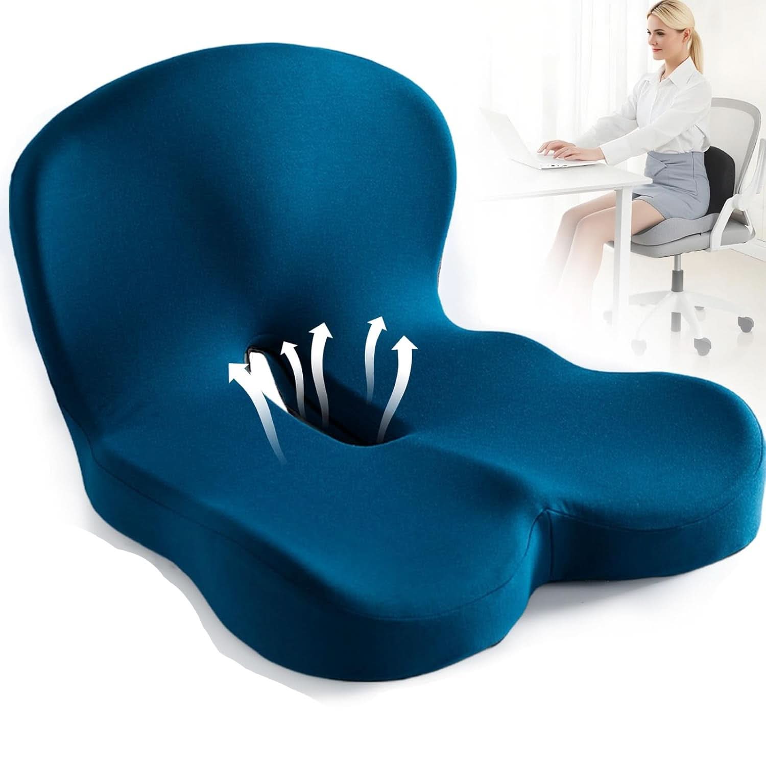 Seat Cushion Memory Foam 17 in Ergonomic Support Office Car Home Comfort Pad | Thomler