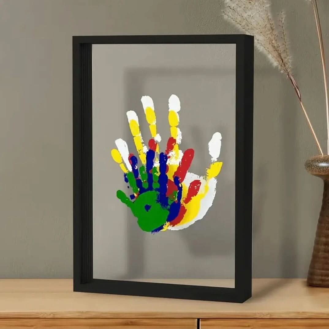 Wooden Baby Handprint & Footprint Keepsake Frame with Clay Kit for Newborns to Toddlers | Memory Display Nursery Décor | Thomler
