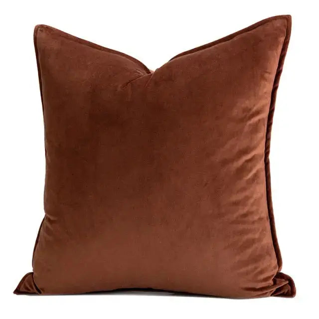 Cushion Cover Velvet 45.0 cm x 45.0 cm Beige Sofa Bedroom Decorative Throw Pillow Case Hidden Zip | Thomler