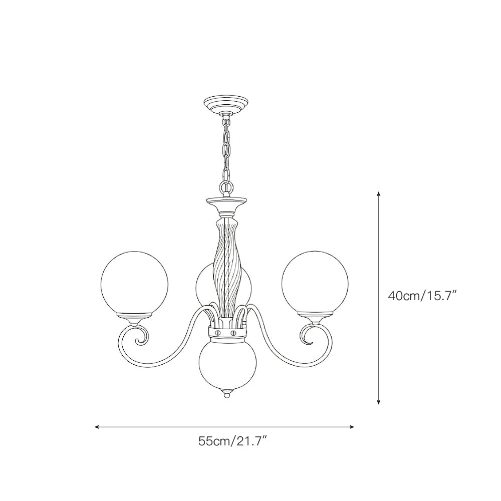 Handcrafted Glass Globe Chandelier with Aged Brass Frame – Multi-Arm Mid-Century Statement Light Fixture | Thomler