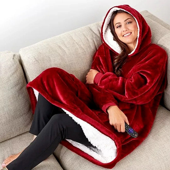 Oversized Sherpa Fleece Wearable Blanket Hoodie – Plush Reversible Pullover for Relaxing & Lounging | Thomler