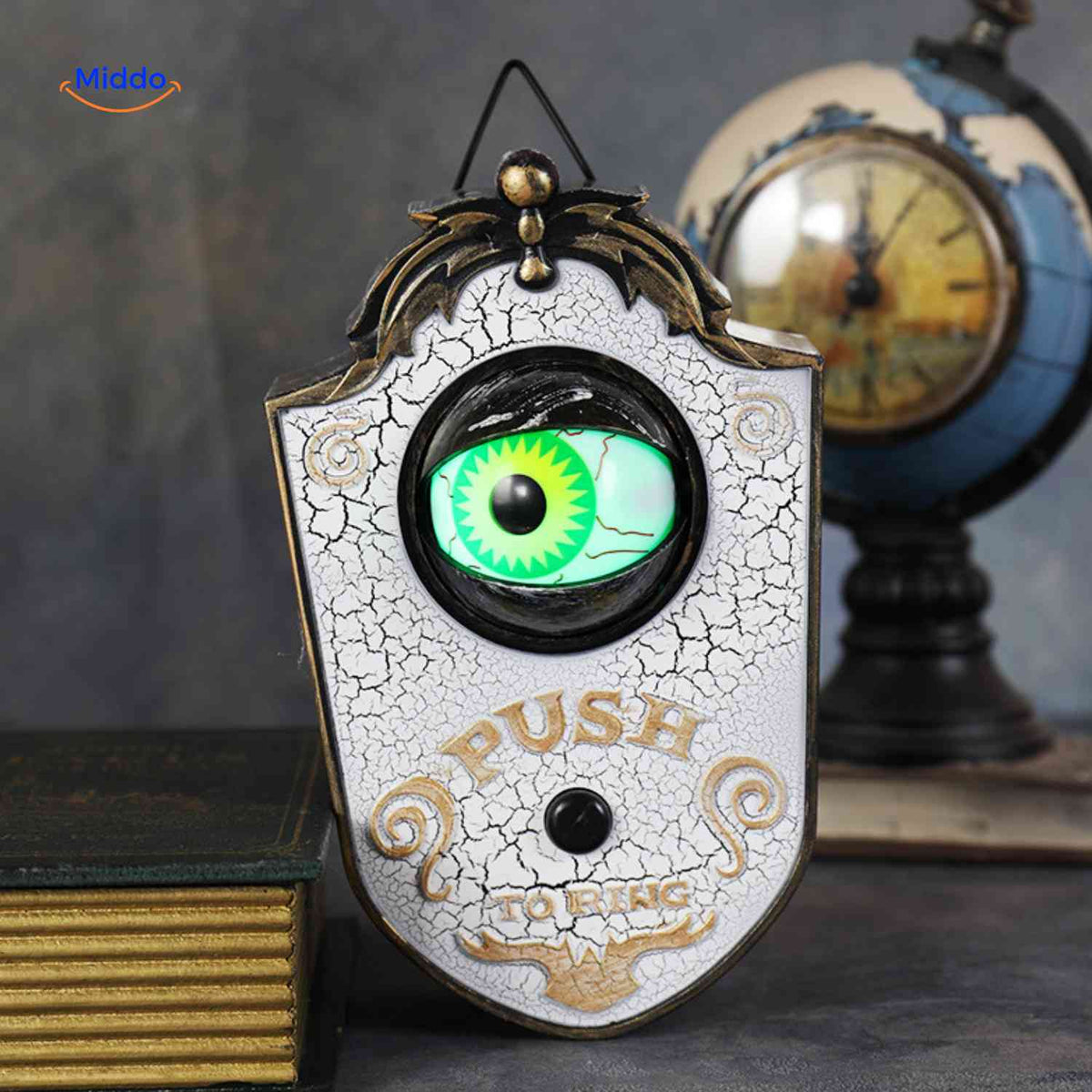 Animated Eye Doorbell with Sound Effects – Halloween Door Prop with Glowing Eye | Thomler