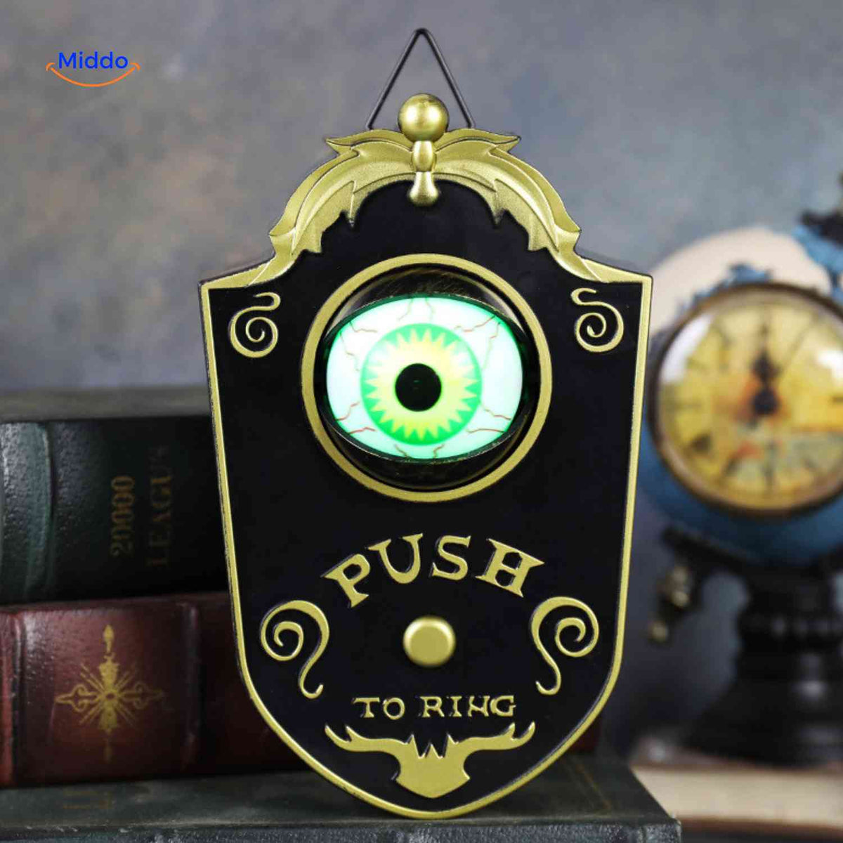 Animated Eye Doorbell with Sound Effects – Halloween Door Prop with Glowing Eye | Thomler