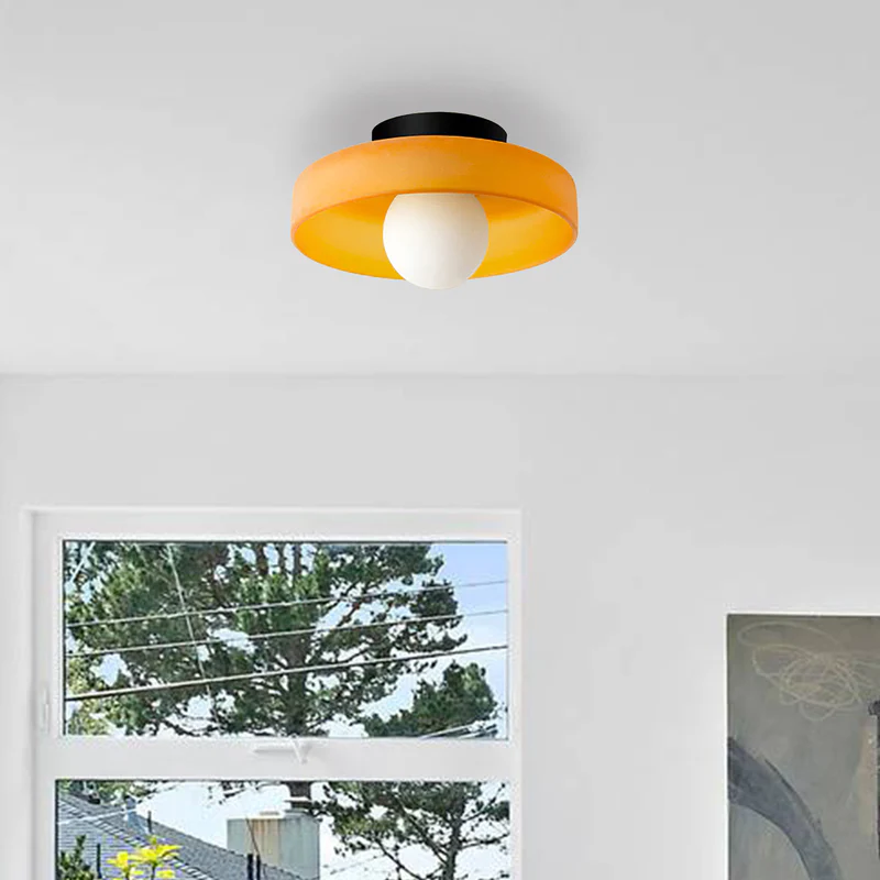 Ceiling And Wall Lamp Amber Glass 20.0 cm Soft Light Living Room Bedroom Decorative Lighting | Thomler