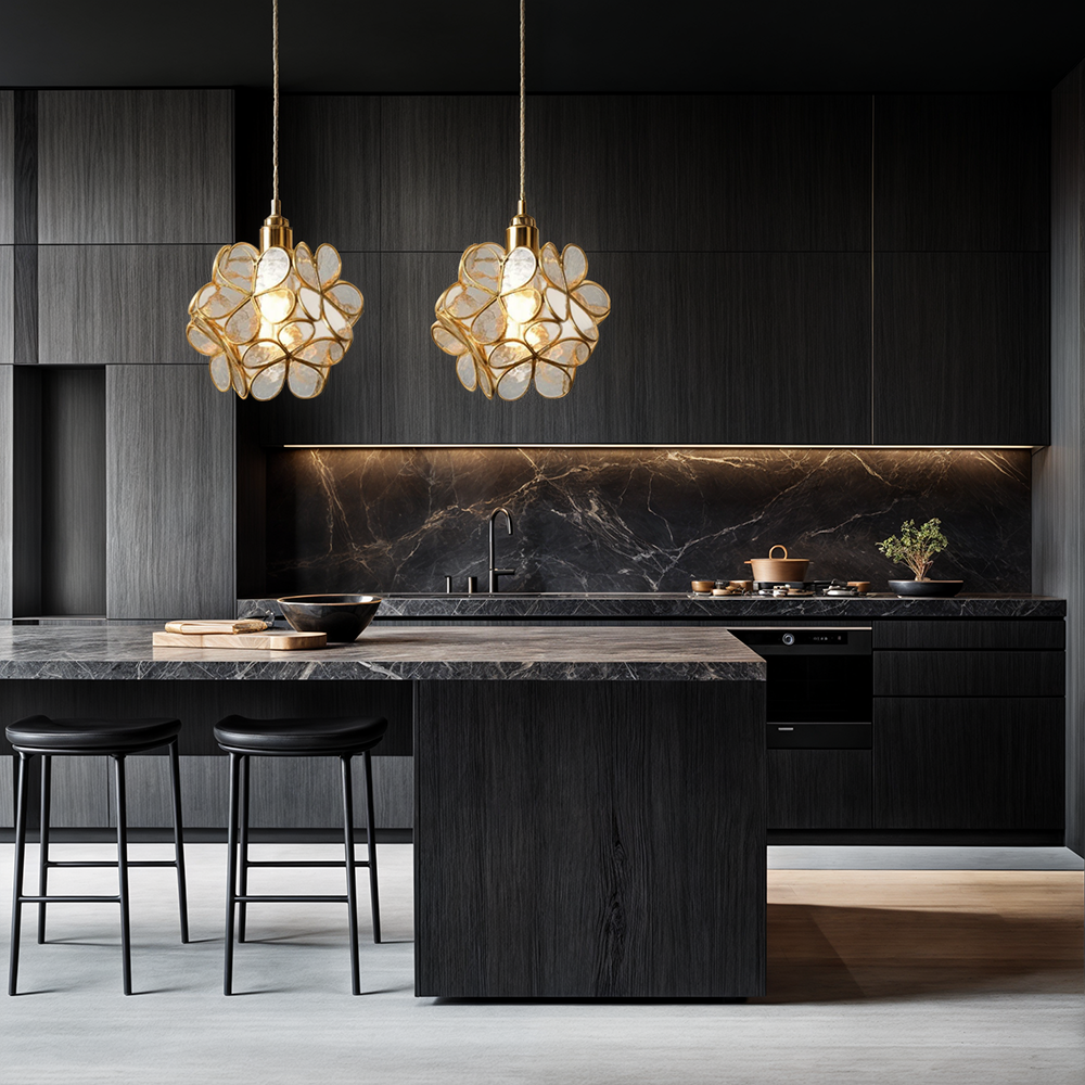 Pendant Light Glass Floral 8.7 in Warm LED Bedroom Kitchen Hanging Ceiling Lamp Adjustable Cord Modern Nordic Style | Thomler