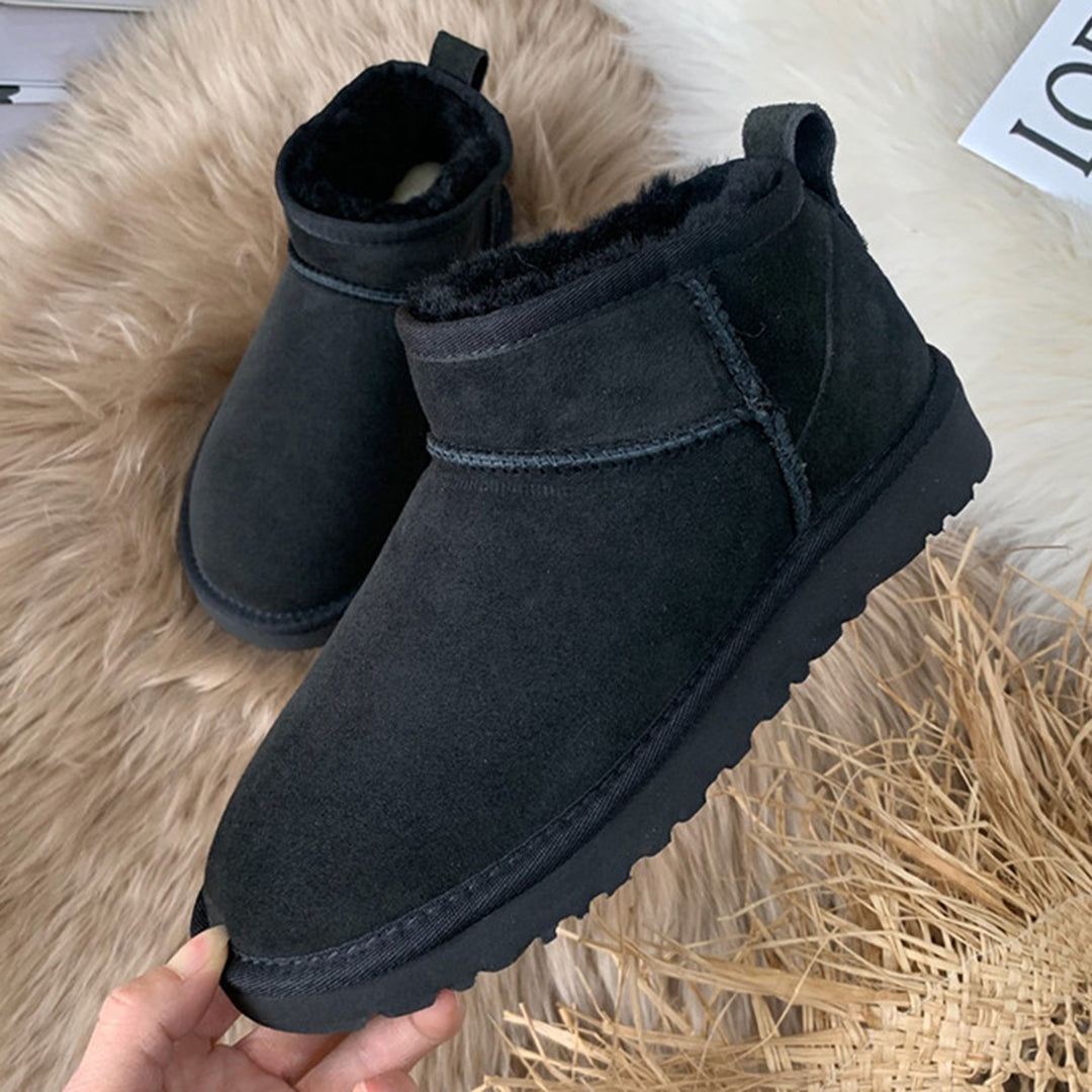 Women's Ankle Boots with Genuine Sheepskin Lining – Suede Leather Winter Footwear for Cold Weather | Thomler