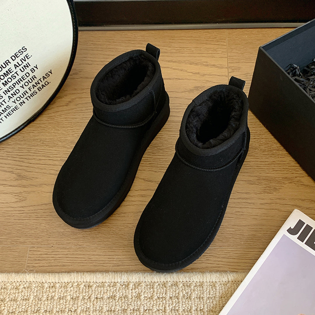 Women's Ankle Boots with Genuine Sheepskin Lining – Suede Leather Winter Footwear for Cold Weather | Thomler