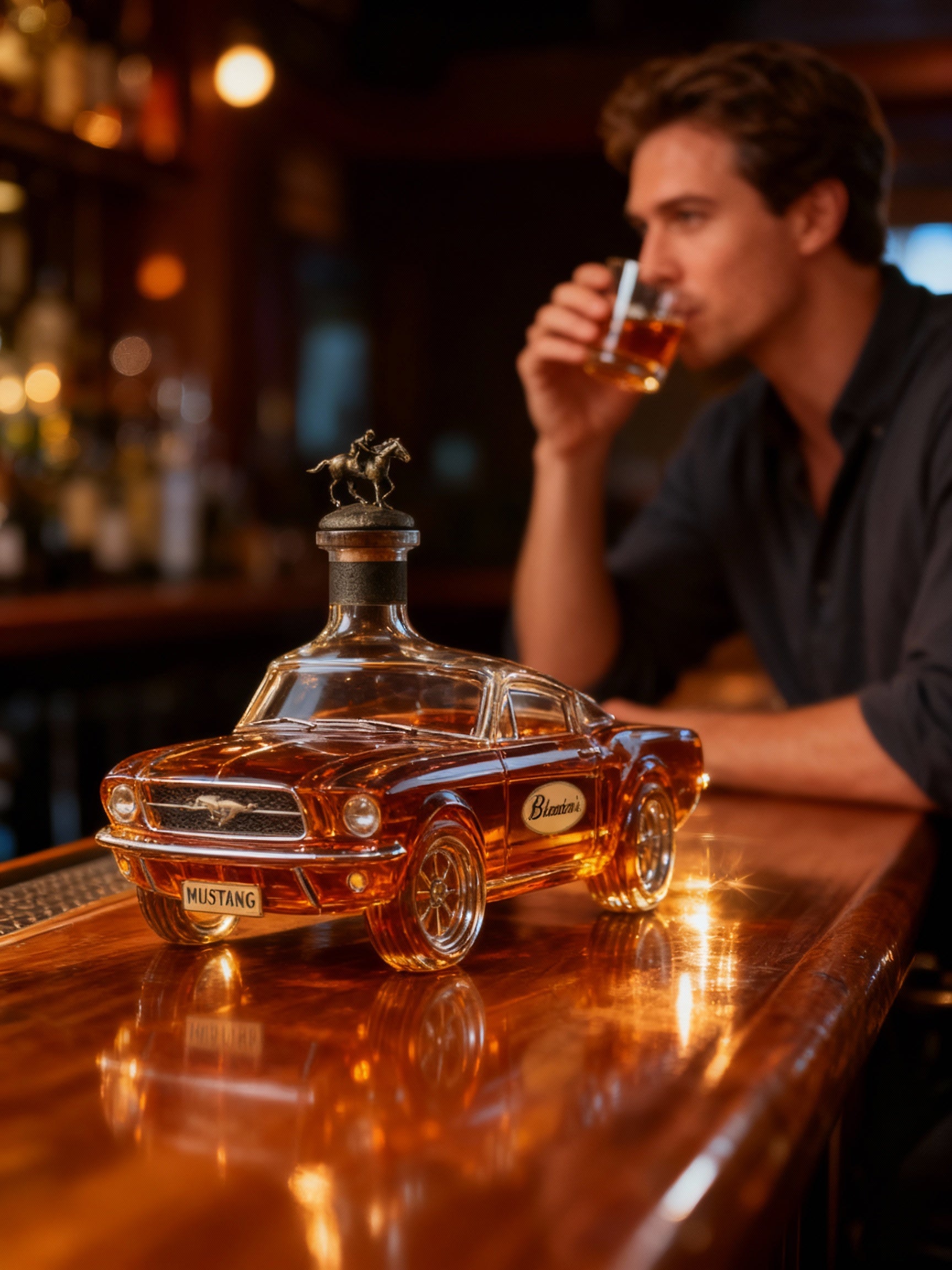Muscle Car Glass Spirit Decanter for Whiskey, Bourbon & Liquor Display – Collectible Automotive Barware for Home Bar, Man Cave & Living Room | Thomler