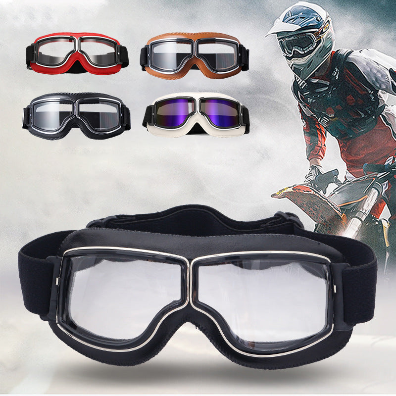 Retro Motorcycle Goggles with Adjustable Strap, UV Protection & Impact-Resistant Polycarbonate Lens for Riding, Cycling & Outdoor Use | Thomler
