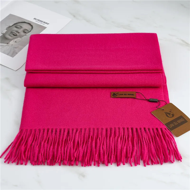 Premium Cashmere Winter Scarf for Women – Soft Oversized Shawl Wrap with Fringe, 10 Colors | Thomler