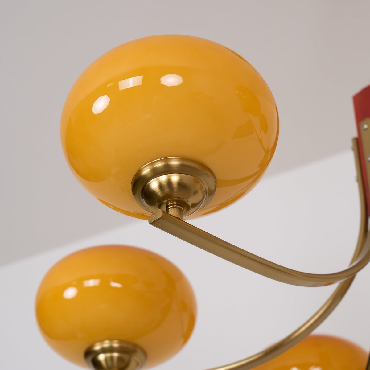 Amber Globe Multi-Light Ceiling Fixture with Walnut Accents – Modern Suspended Orb Lighting for Dining Room & Entryway | Thomler