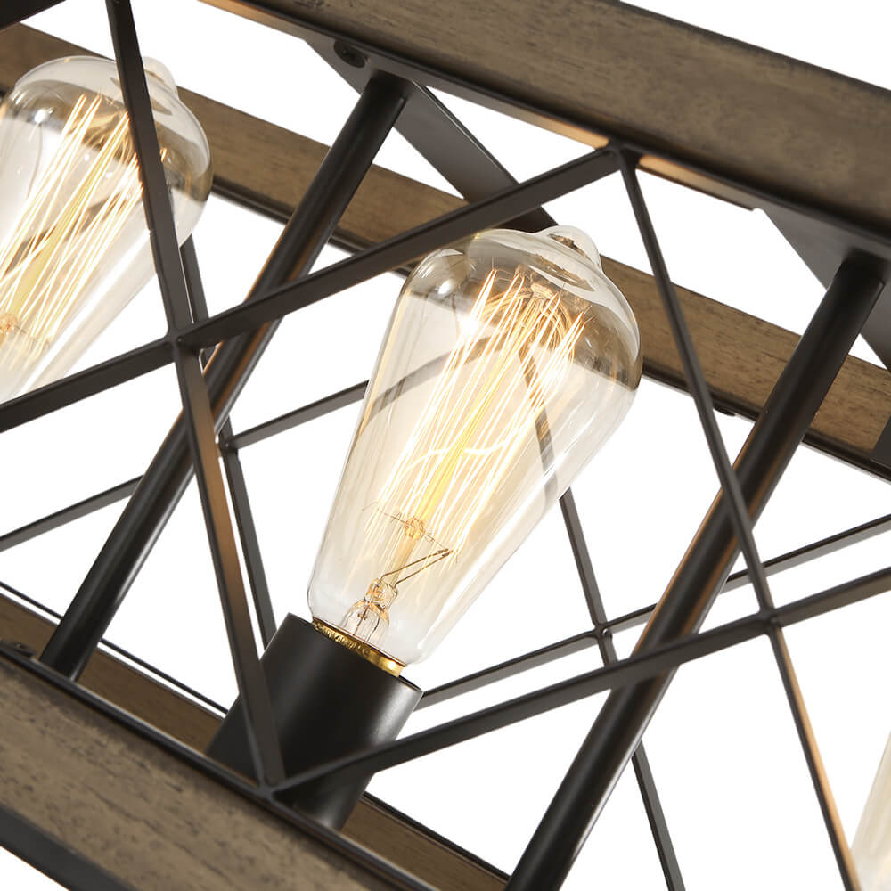 Pendant Light Wood Metal 80.0 cm Brown Black Dining Room Kitchen Island Industrial Farmhouse Ceiling Fixture | Thomler
