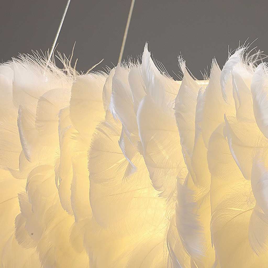 Pendant Light Feather Ring 19.7 in Adjustable Pink Bedroom Ceiling Lamp Soft Fluffy Nordic Minimalist Lighting | Thomler