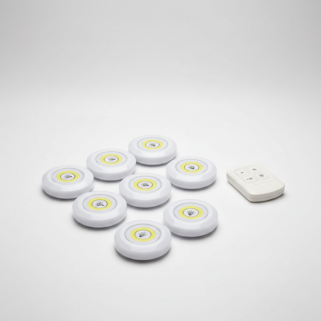 Under Cabinet Light LED Battery Powered Set Of 3 White Kitchen Cupboard Shelf Lighting Remote Control Dimmable Wireless Stick On | Thomler