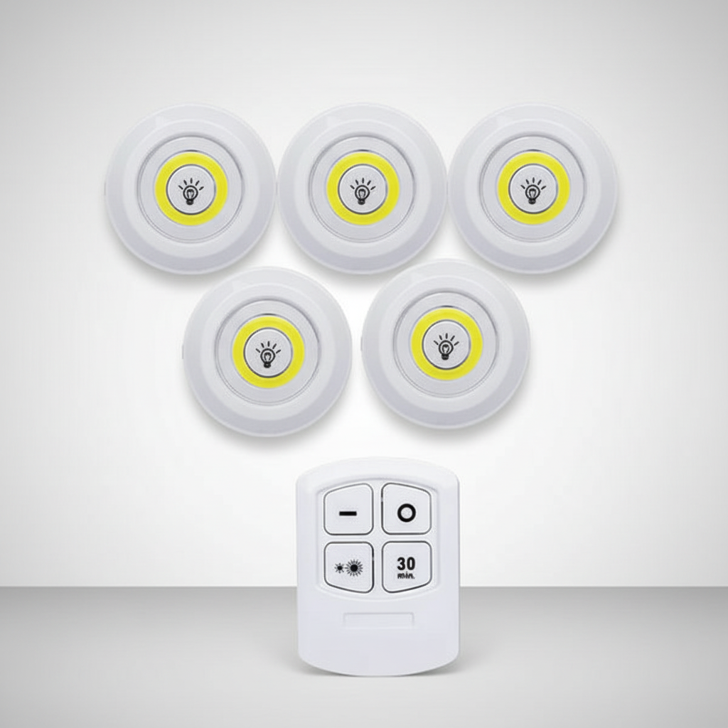 Under Cabinet Light LED Battery Powered Set Of 3 White Kitchen Cupboard Shelf Lighting Remote Control Dimmable Wireless Stick On | Thomler