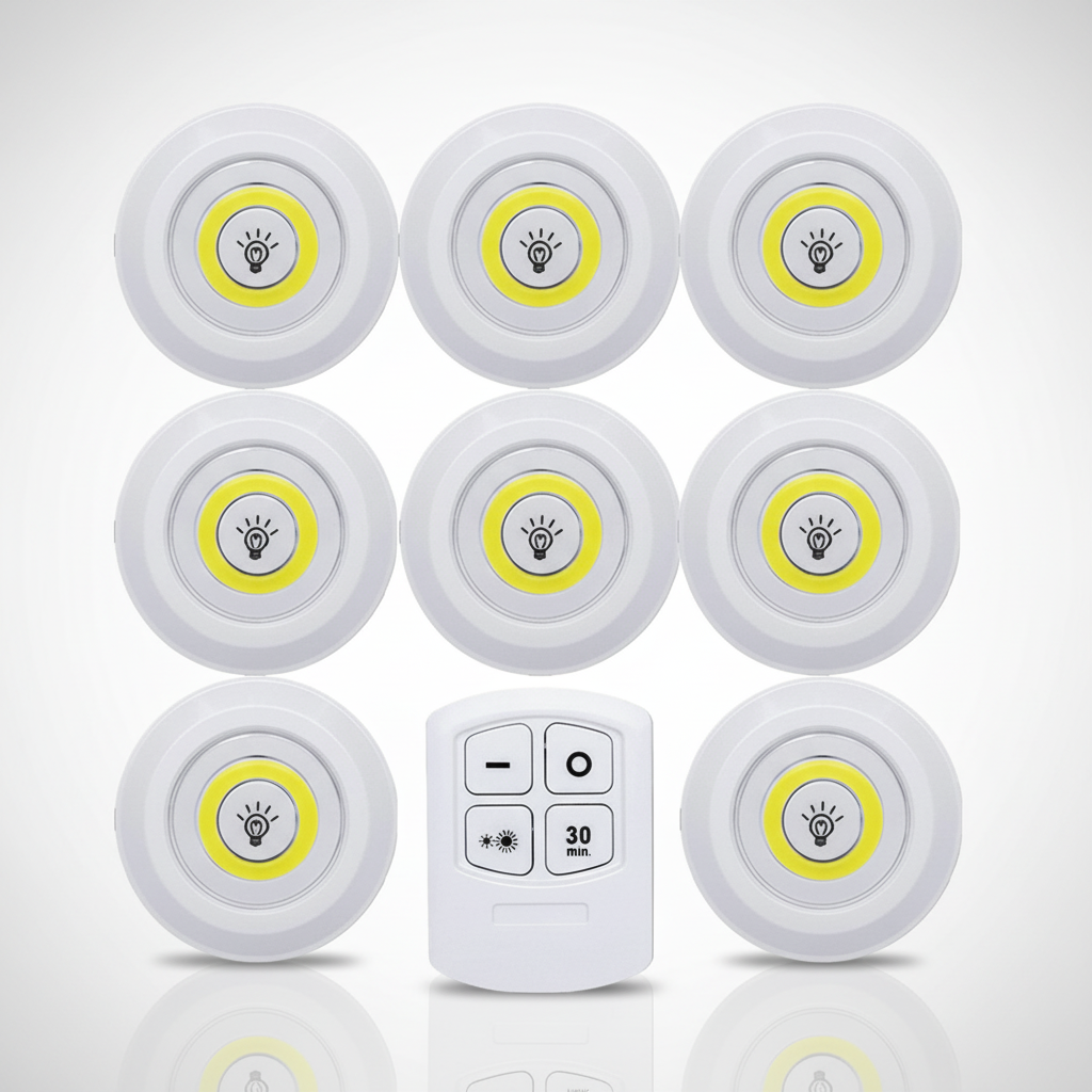 Under Cabinet Light LED Battery Powered Set Of 3 White Kitchen Cupboard Shelf Lighting Remote Control Dimmable Wireless Stick On | Thomler
