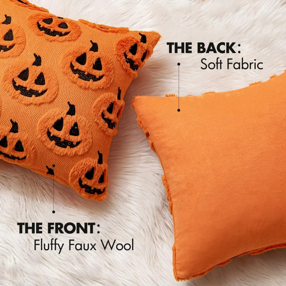 Halloween Throw Pillow Cover with Seasonal Gourd Design – Soft Microfiber Decorative Cushion Slip for Sofa, Bed & Living Room Chairs | Thomler