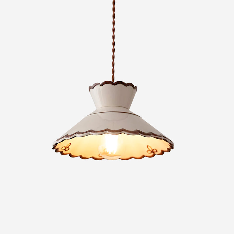 Pendant Light Ceramic 9.6 in Cream Vintage Dining Room Kitchen Island Hanging Ceiling Lamp | Thomler