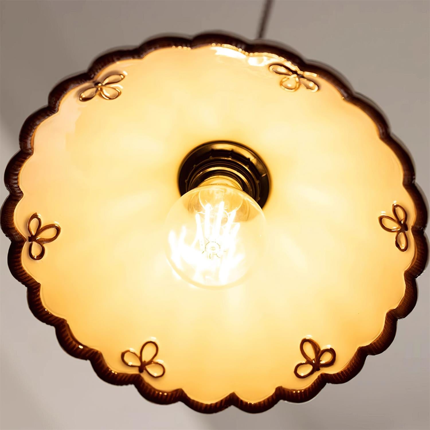 Pendant Light Ceramic 9.6 in Cream Vintage Dining Room Kitchen Island Hanging Ceiling Lamp | Thomler