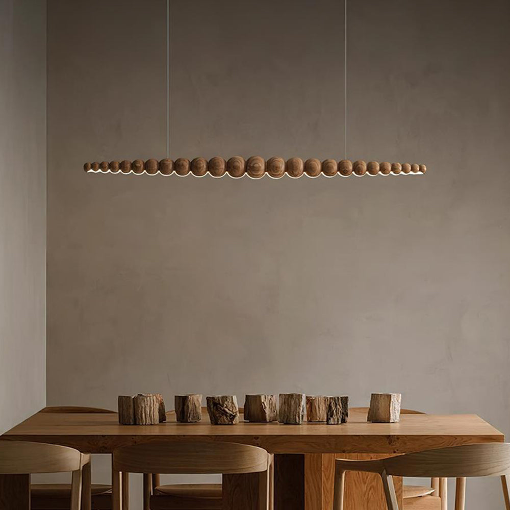 Pendant Light Wood Metal LED Warm White Adjustable Dining Table Kitchen Island Linear Hanging Ceiling Lamp Scandinavian Modern | Thomler