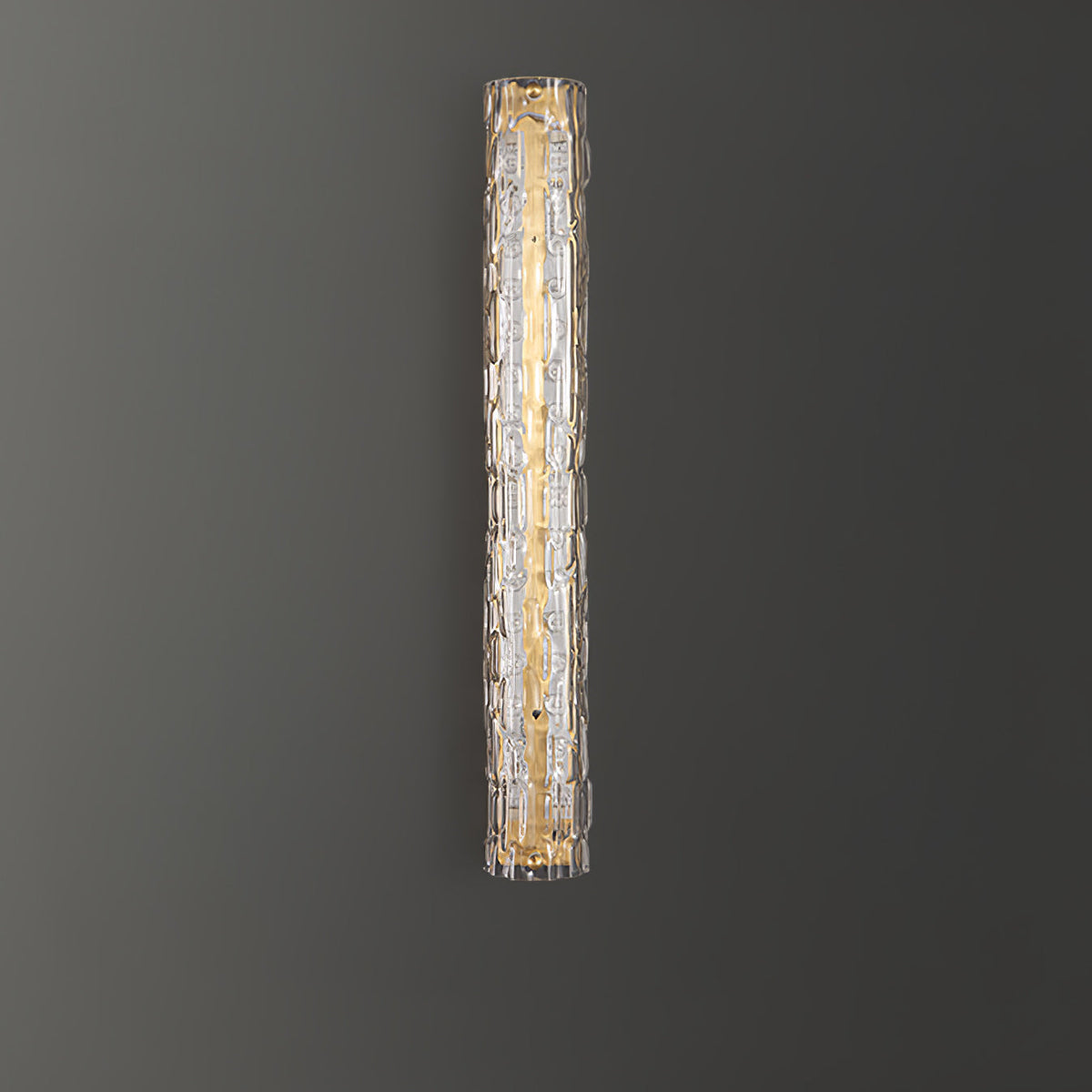 Contemporary Gold Brass & Glass Cylinder Wall Light for Indoor Living Spaces | Thomler