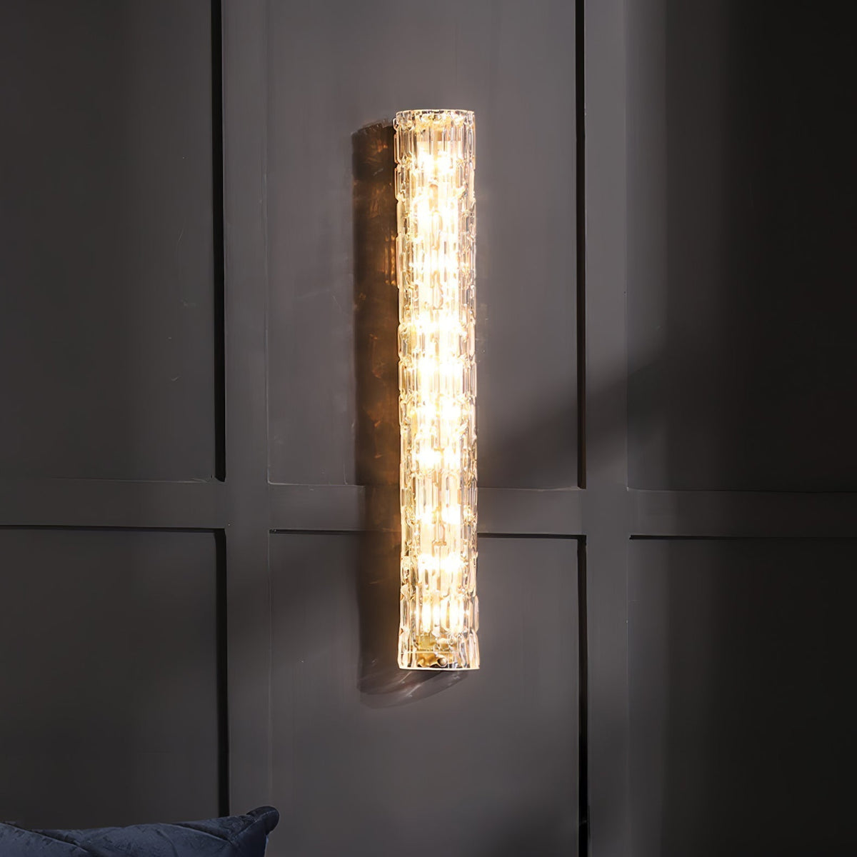 Contemporary Gold Brass & Glass Cylinder Wall Light for Indoor Living Spaces | Thomler