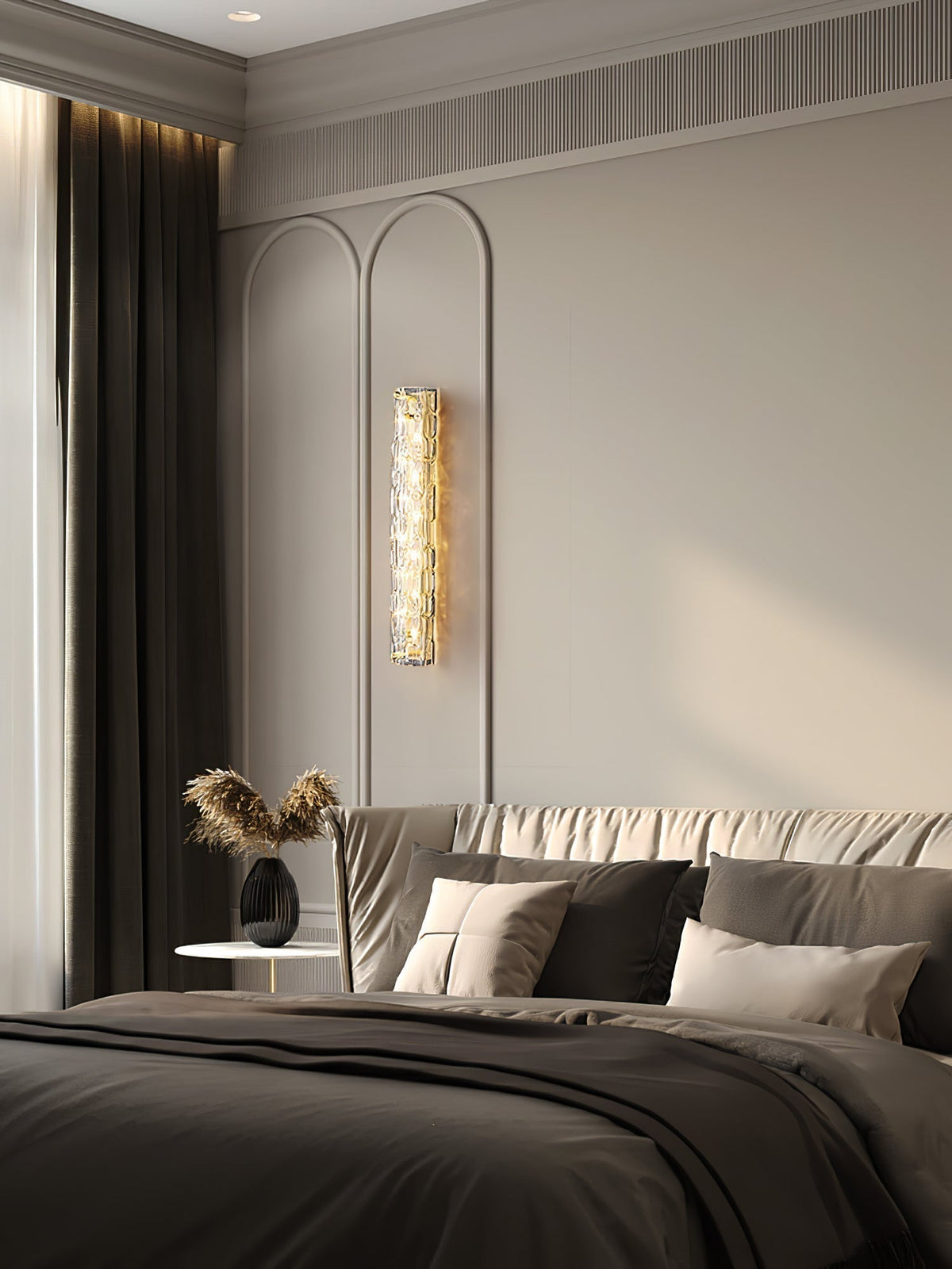Contemporary Gold Brass & Glass Cylinder Wall Light for Indoor Living Spaces | Thomler
