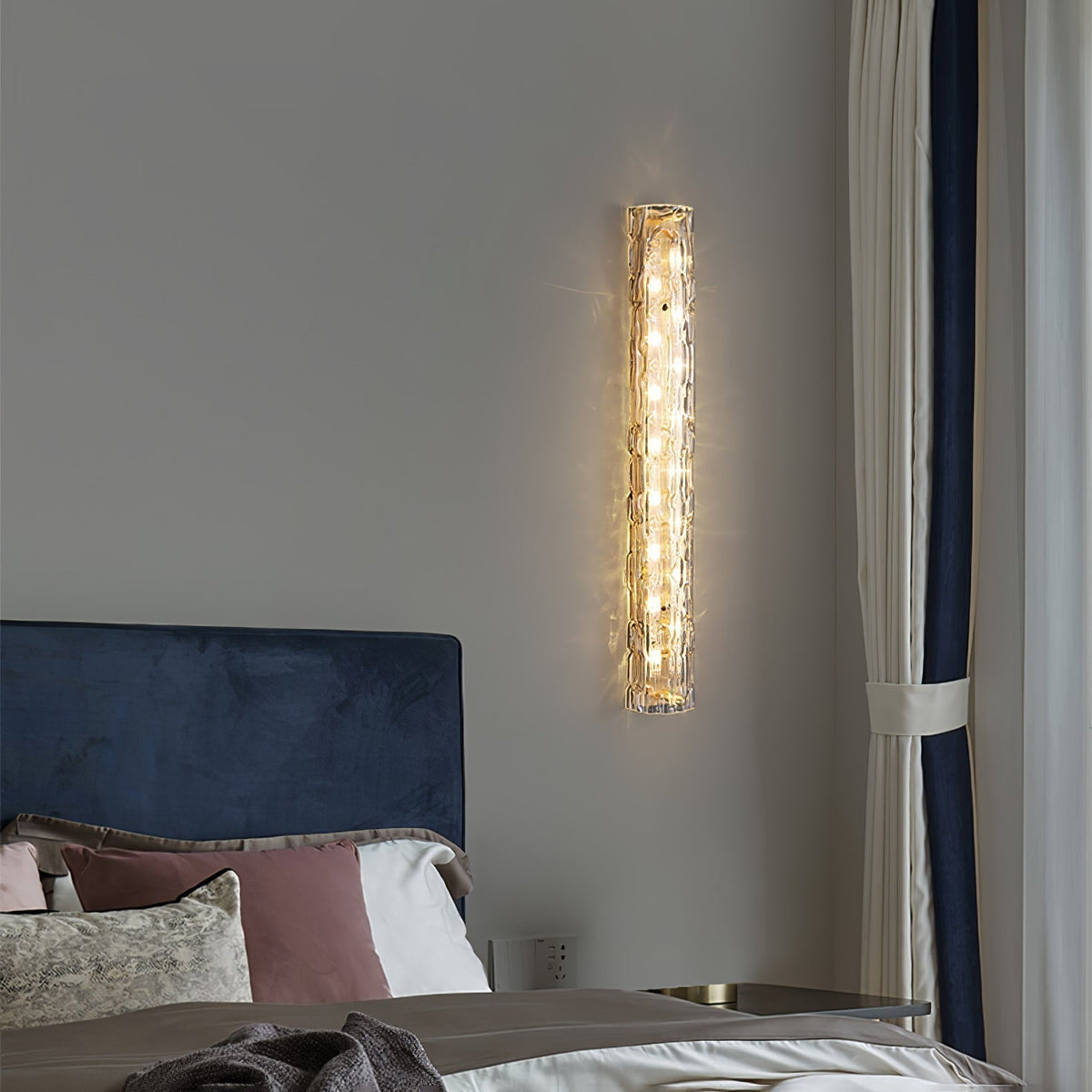 Contemporary Gold Brass & Glass Cylinder Wall Light for Indoor Living Spaces | Thomler
