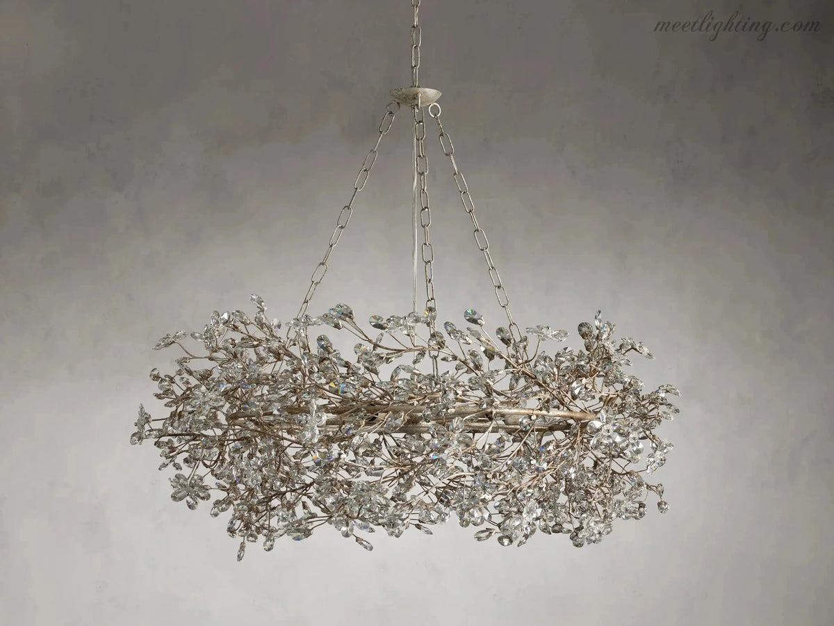 Round Multi-Light Statement Chandelier 39-60 in 6-12 Sockets Metal Crown for Dining Room Foyer Entryway Living Room | Thomler