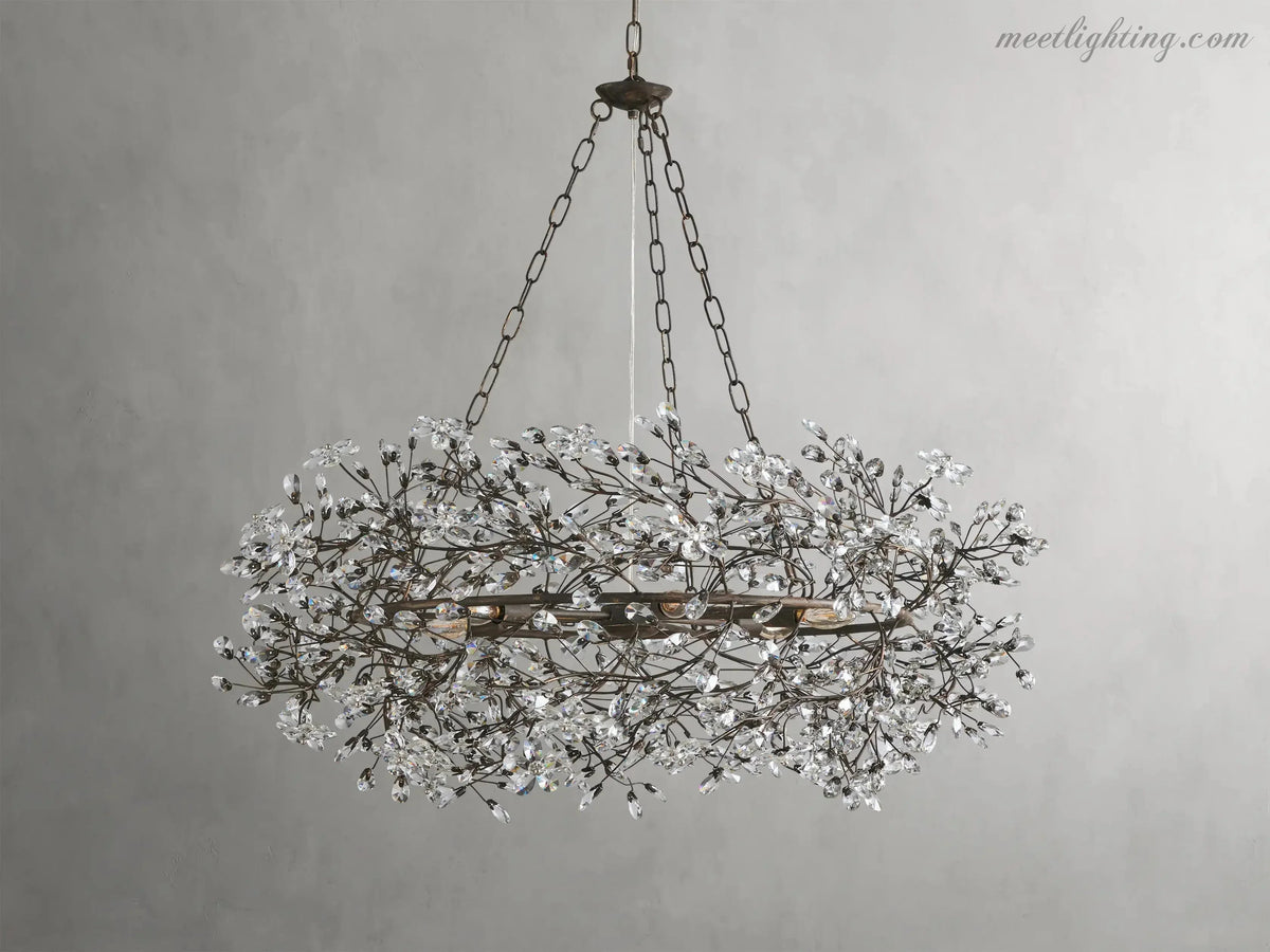 Round Multi-Light Statement Chandelier 39-60 in 6-12 Sockets Metal Crown for Dining Room Foyer Entryway Living Room | Thomler