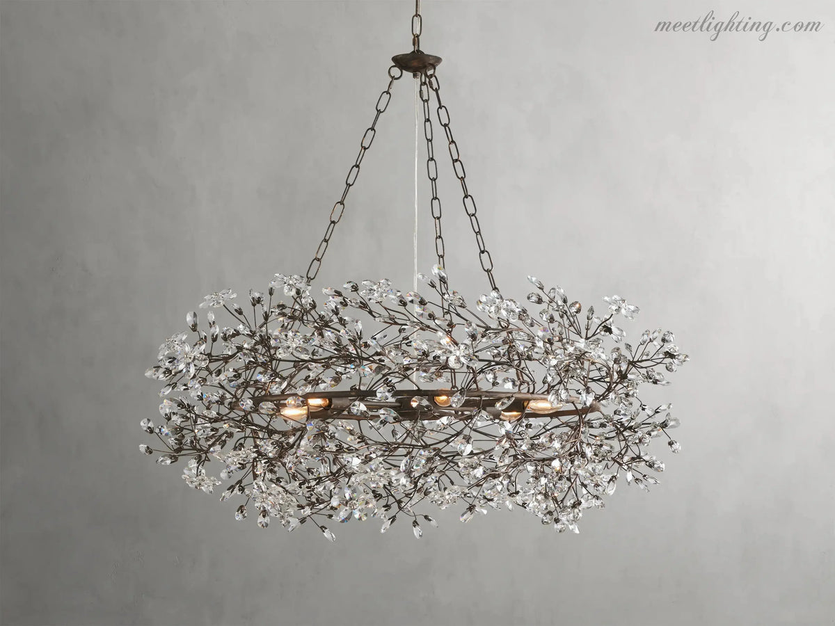 Round Multi-Light Statement Chandelier 39-60 in 6-12 Sockets Metal Crown for Dining Room Foyer Entryway Living Room | Thomler