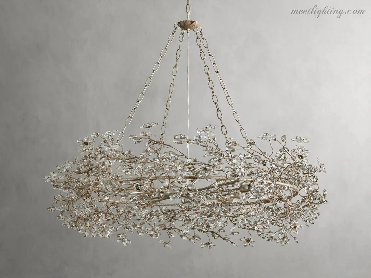 Round Multi-Light Statement Chandelier 39-60 in 6-12 Sockets Metal Crown for Dining Room Foyer Entryway Living Room | Thomler