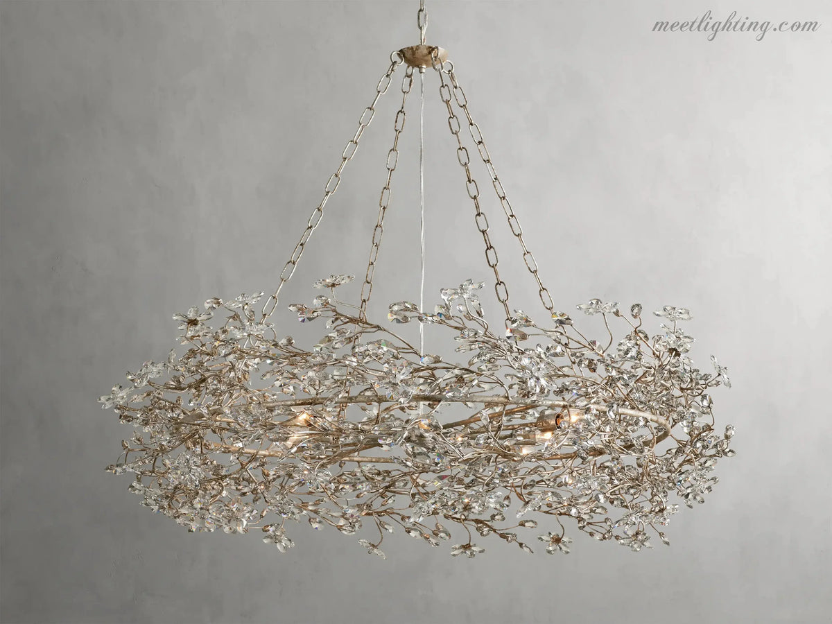 Round Multi-Light Statement Chandelier 39-60 in 6-12 Sockets Metal Crown for Dining Room Foyer Entryway Living Room | Thomler