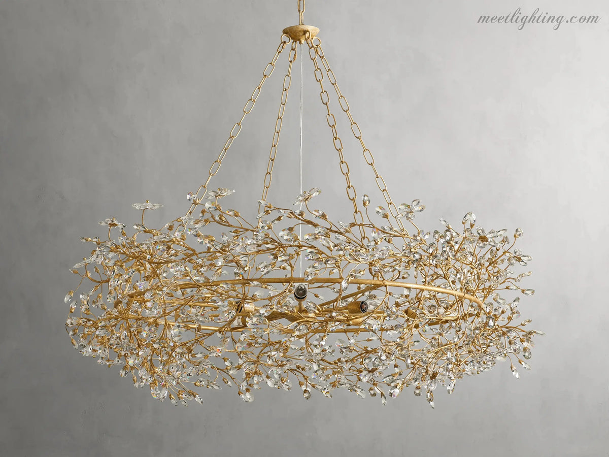 Round Multi-Light Statement Chandelier 39-60 in 6-12 Sockets Metal Crown for Dining Room Foyer Entryway Living Room | Thomler