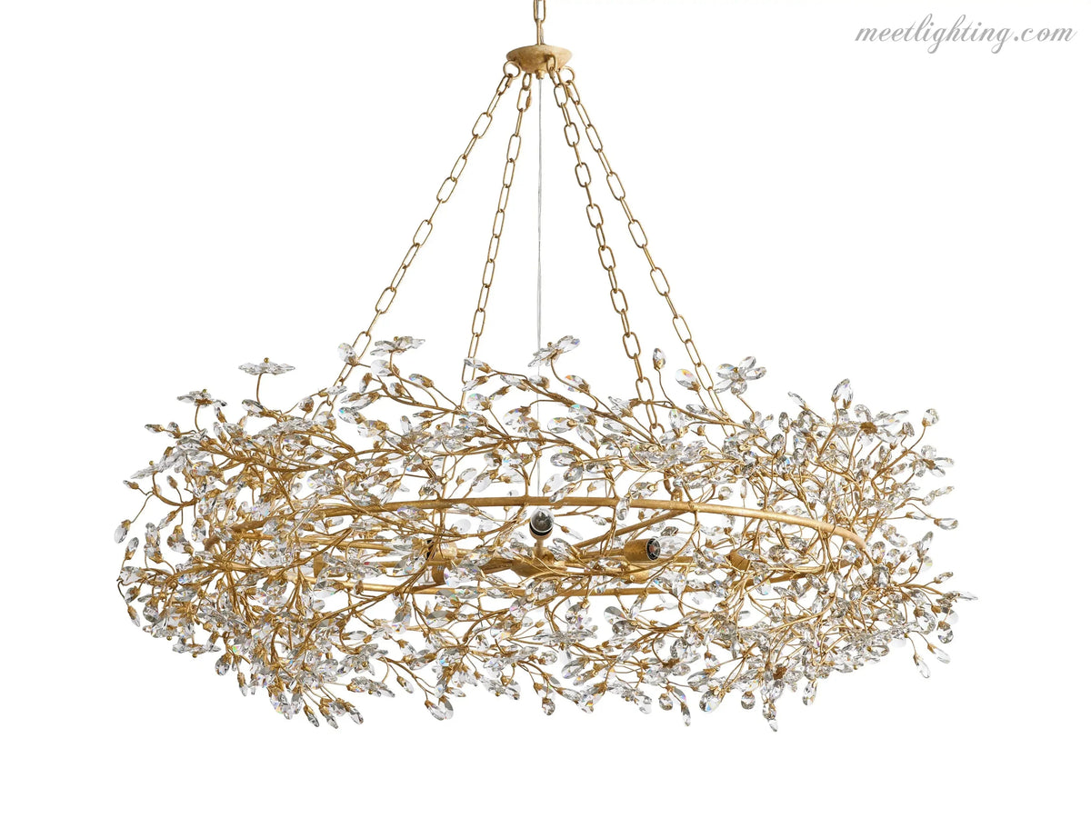 Round Multi-Light Statement Chandelier 39-60 in 6-12 Sockets Metal Crown for Dining Room Foyer Entryway Living Room | Thomler