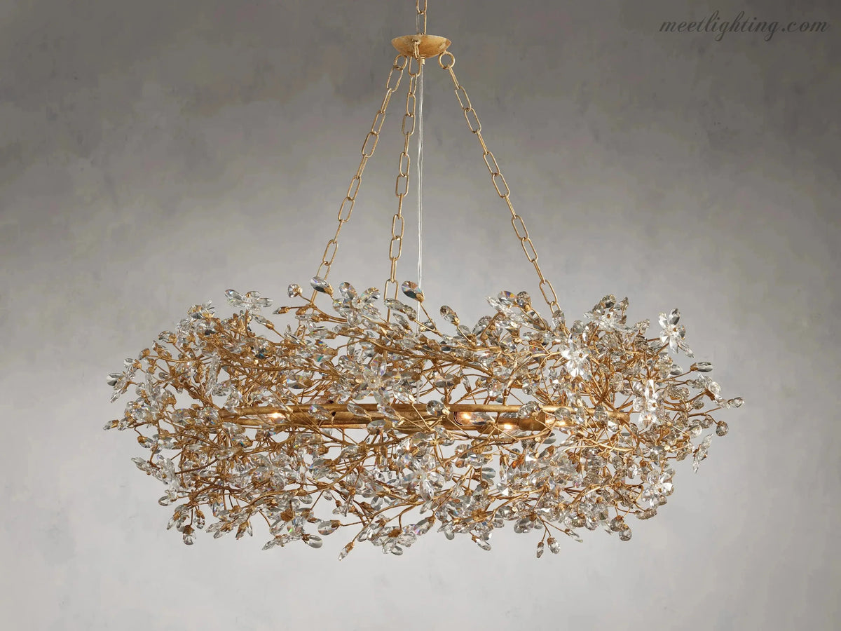 Round Multi-Light Statement Chandelier 39-60 in 6-12 Sockets Metal Crown for Dining Room Foyer Entryway Living Room | Thomler