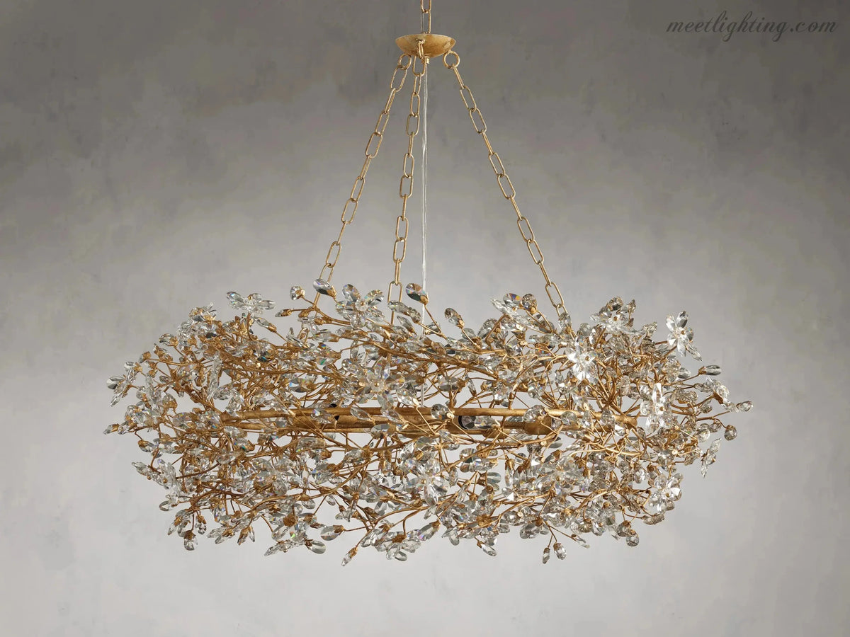 Round Multi-Light Statement Chandelier 39-60 in 6-12 Sockets Metal Crown for Dining Room Foyer Entryway Living Room | Thomler