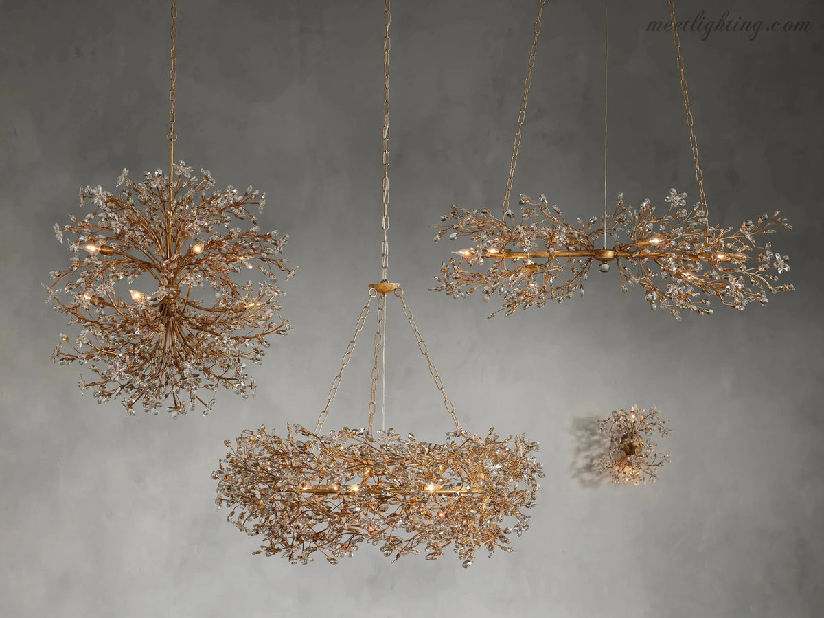 Round Multi-Light Statement Chandelier 39-60 in 6-12 Sockets Metal Crown for Dining Room Foyer Entryway Living Room | Thomler