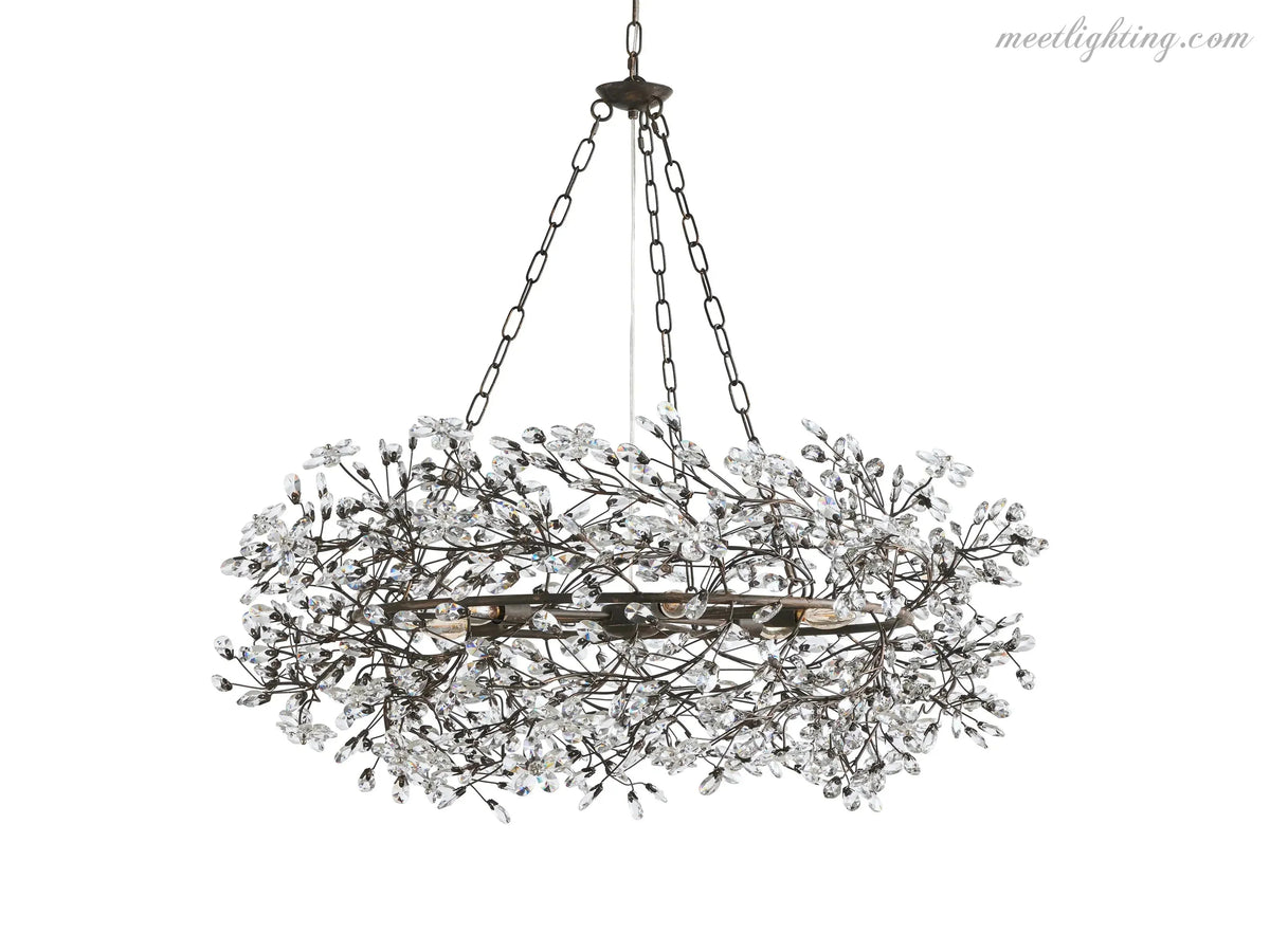 Round Multi-Light Statement Chandelier 39-60 in 6-12 Sockets Metal Crown for Dining Room Foyer Entryway Living Room | Thomler