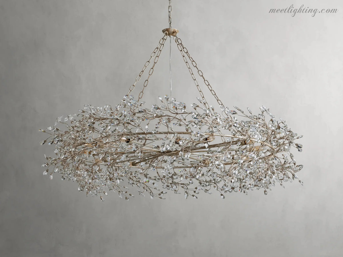 Round Multi-Light Statement Chandelier 39-60 in 6-12 Sockets Metal Crown for Dining Room Foyer Entryway Living Room | Thomler